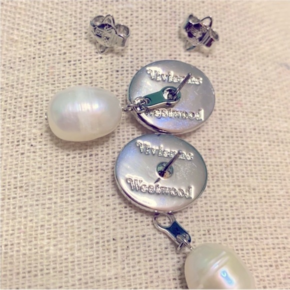 silver pink enamel 2 in one stud or drop earrings - Picture 5 of 9